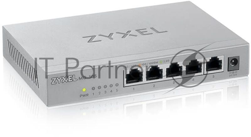 Коммутатор мультигигабитный Zyxel MG-105, 5x1/2,5GE, настольный, бесшумный
