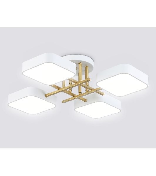 Люстра светодиодная на штанге Ambrella light FL516341/4 WH/GD белый/золото 72W 3000-6000K 550*550*150 (без ПДУ)