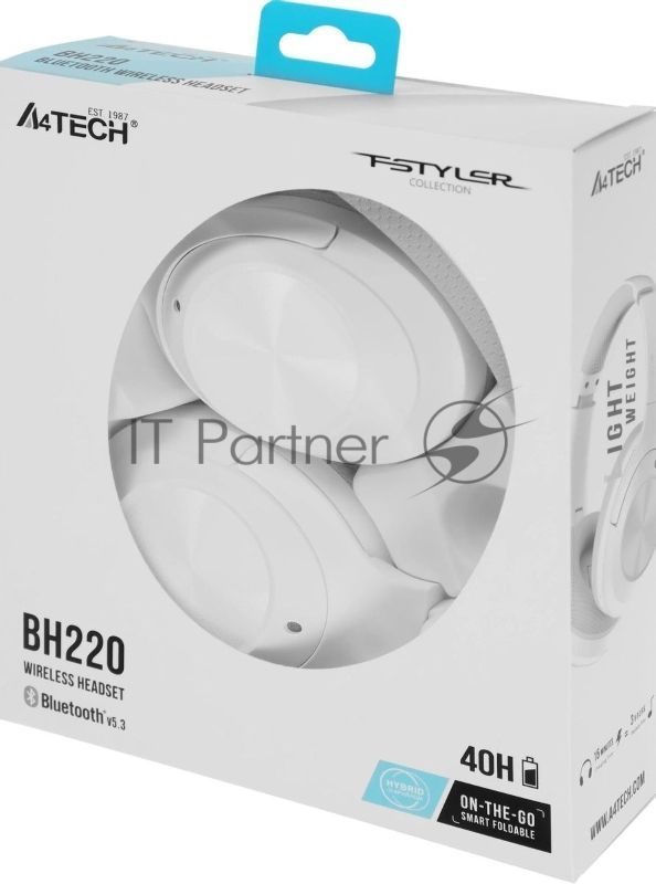Беспроводные наушники A4Tech Bloody BH220 белый, полноформатные, Bluetooth, до 80 ч