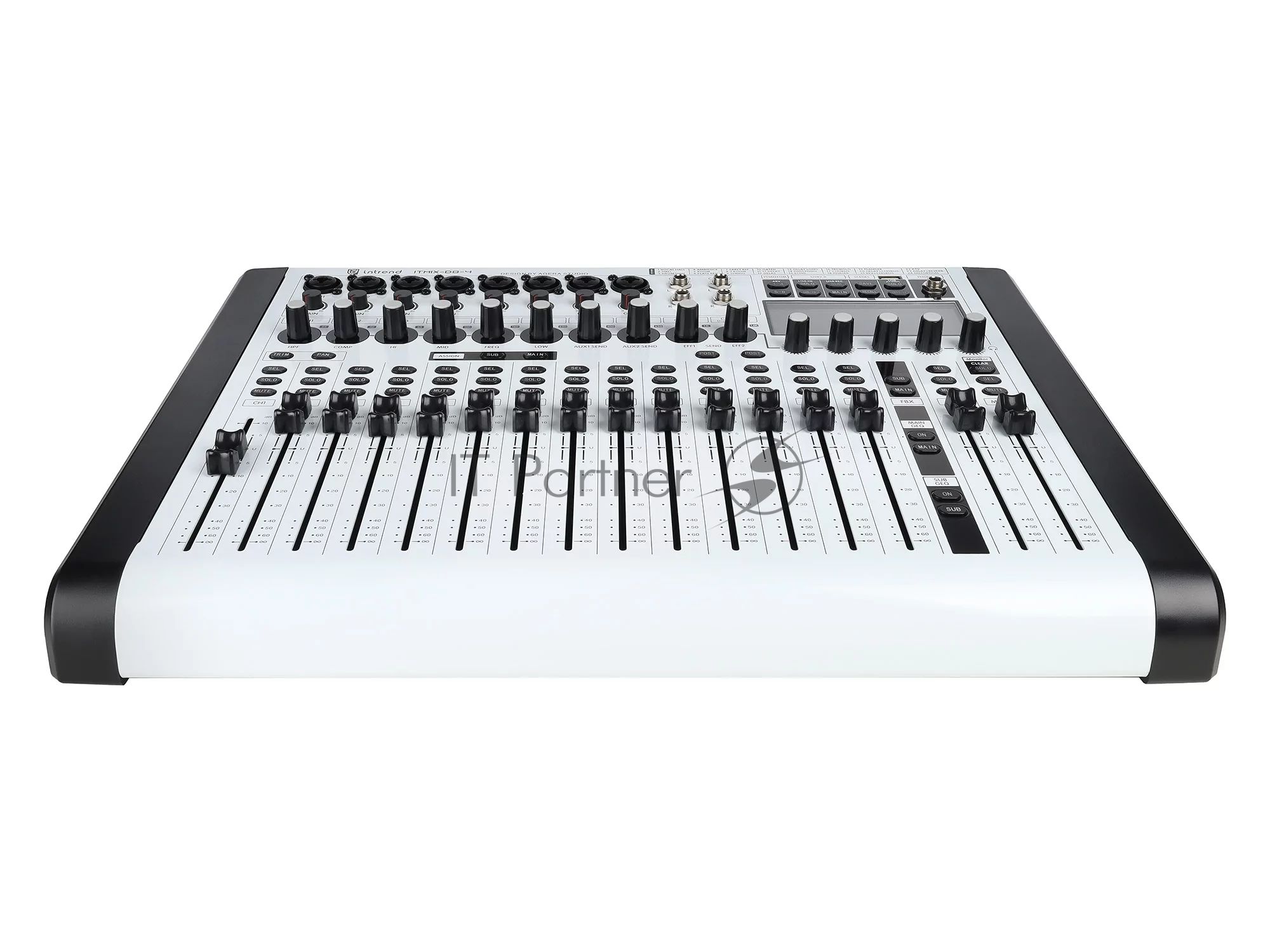 Микшер Intrend ITMIX-D8-4 цифровой, 12 входов (8 аналоговых, 1 стерео, 2 USB), 2 группы, Bluetooth, USB MP3 плеер