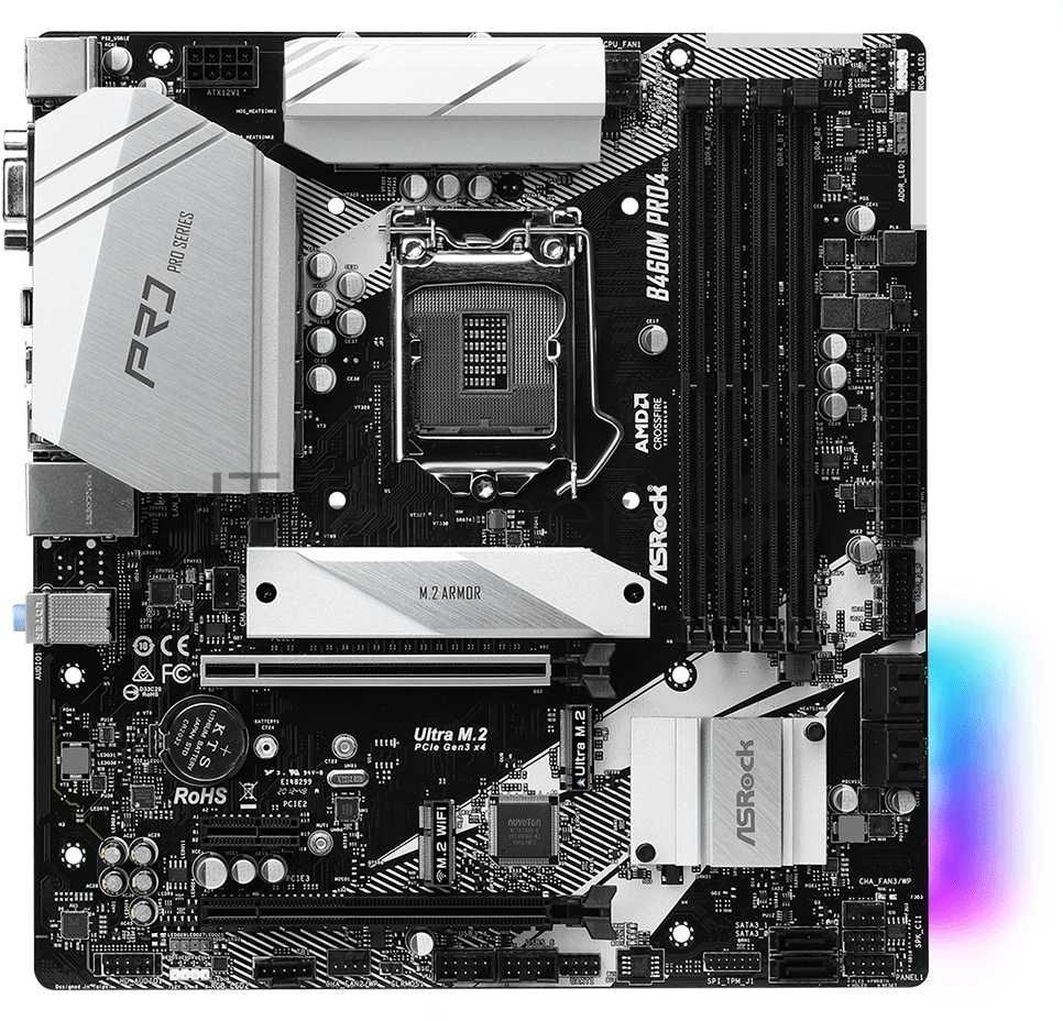 Плата материнская Asrock Asrock B460M PRO4, LGA1200, Intel B460, mATX, BOX
