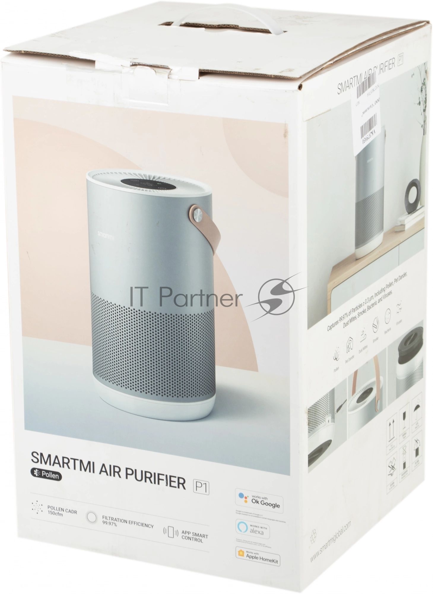 Очиститель воздуха Smartmi Air Purifier P1 серебристый, 30 м², HEPA-фильтр, угольный фильтр, управление со смартфона
