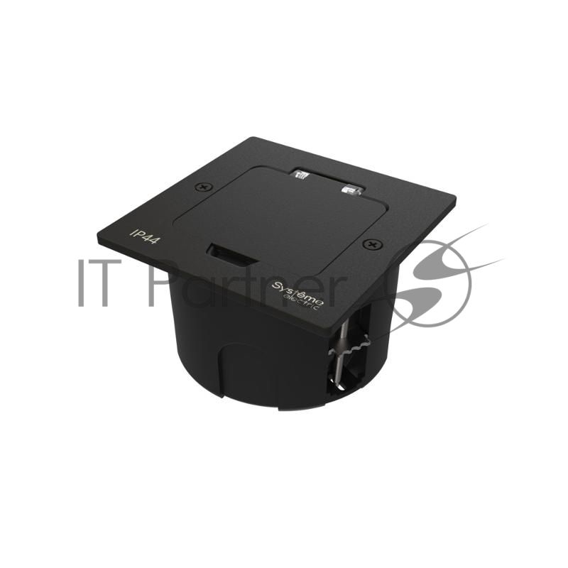 MultiDesk Лючок с розеткой 2К+З, 16А/250В, IP44 с монтажной коробкой для стены, фальшпола, стола Чёрный матовый, тип MDK21 | MDK21102MBA | SE