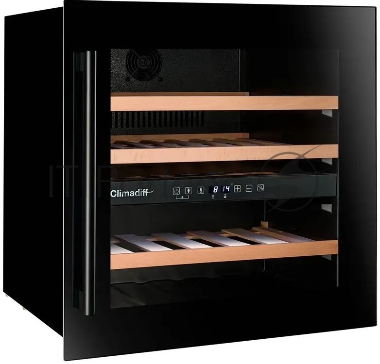 Встраиваемый винный шкаф Climadiff CBI40DB1 чёрный, 70 л, 2 отсека, 36 бут., класс G