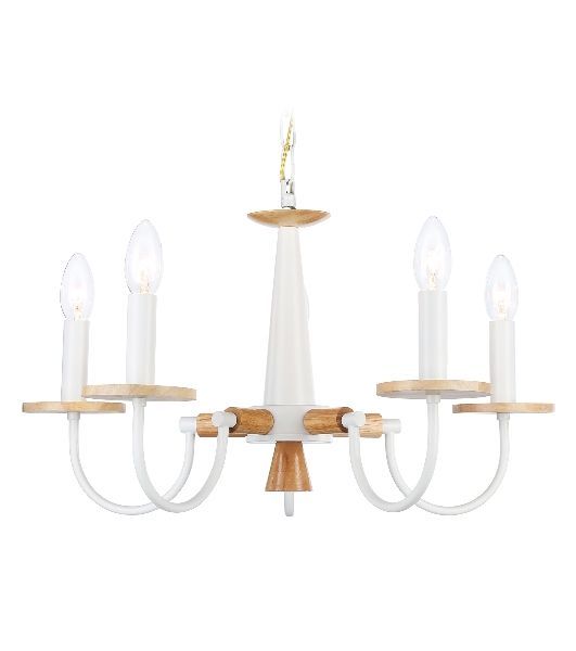 Светильник Ambrella light TR9592/5 WH/LW белый/светлое дерево E14/5 max 40W D555*660