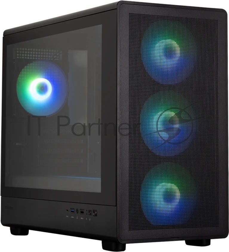 Компьютерный корпус ZALMAN M5, MATX, BLACK, WINDOW, 1xCombo (3.5'' or 2.5''), 1x3.5", 2x2.5", 1xUSB2.0, 1xUSB3.0, 1xUSB Type-C, FRONT 3x120мм ARGB, REAR 1x120мм ARGB