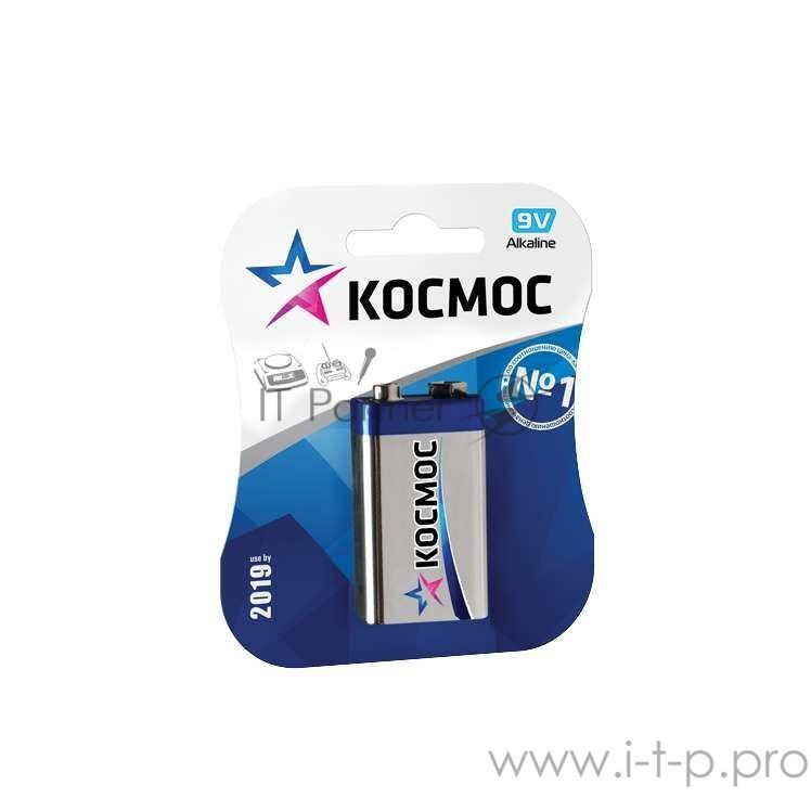 Элемент питания Космос алкалиновый "крона" LR 6LR61 Максимум BP-1 (блист.1шт)