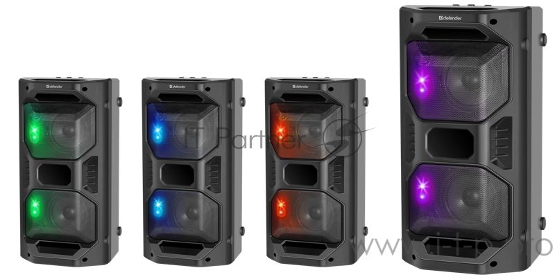 Портативная акустика Defender Rage 50 Вт Light/BT/FM/USB/LED/TWS черный
