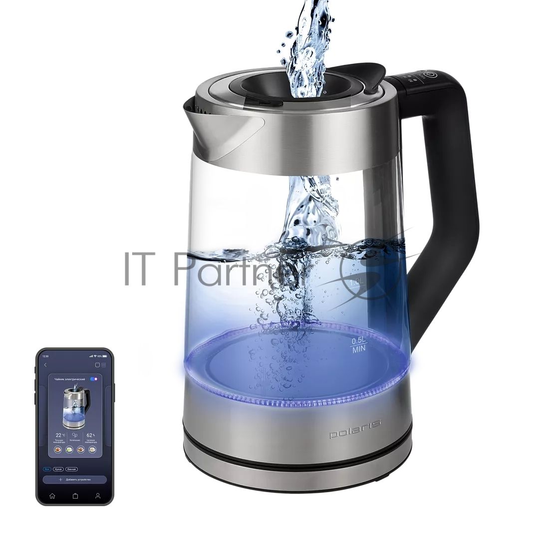 Чайник электрический POLARIS PWK1725CGLD WIFI IQ Home, 1,7 л, 2200 Вт, стекло