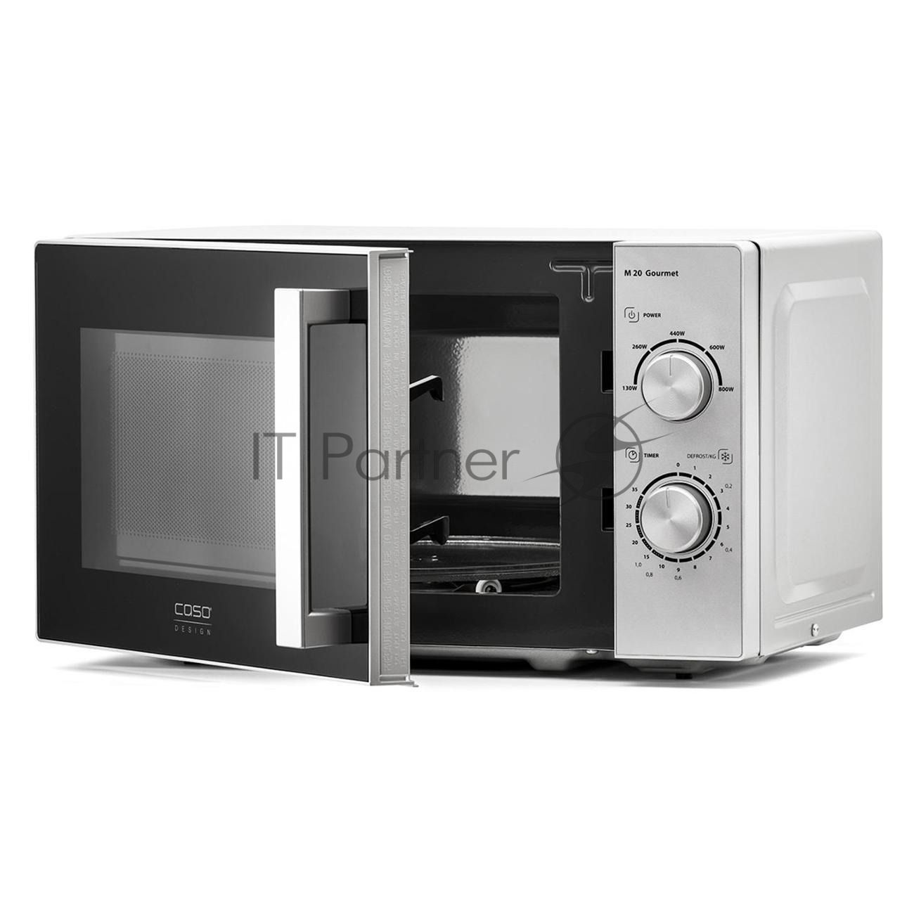 Микроволновая печь Caso M 20 Gourmet серебристый, 20 л, 800 Вт, переключатели - поворотный механизм
