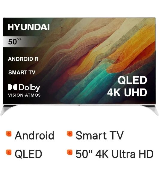 Телевизор Hyundai 50" H-LED50QBU7500 черный Qled UHD 60Hz Smart TV