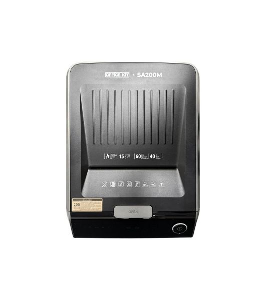 Шредер Office Kit SA200M 1,9х10 черный/серый с автоподачей (секр.P-5) фрагменты 220лист. 40лтр. скобы пл.карты
