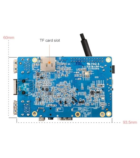 Микрокомпьютер Orange PI 3 2Gb + 8Gb EMMC, Android 7, с кабелем питания. (44286)
