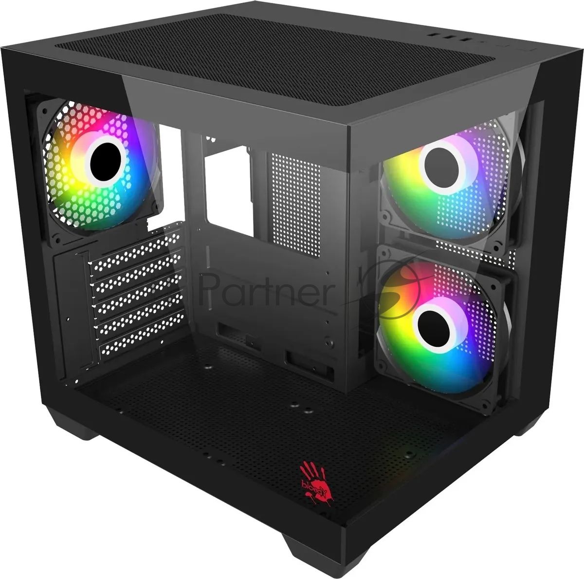 Компьютерный корпус Bloody CC-121 черный без БП mATX 7x120мм 1xUSB 2.0 1xUSB 3.0 audio