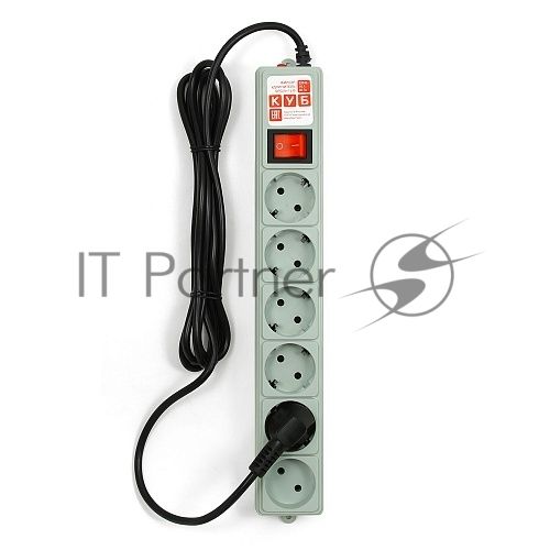 Фильтр-удлинитель Power Cube 3,0 м 6 розеток (серый) 10А/2,2 кВт