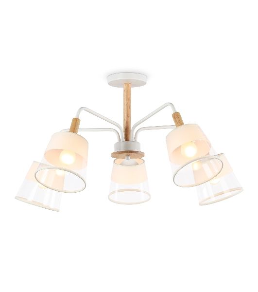 Светильник Ambrella light TR4738/5 WH/LW белый/светлое дерево E27/5 max 40W D760*350