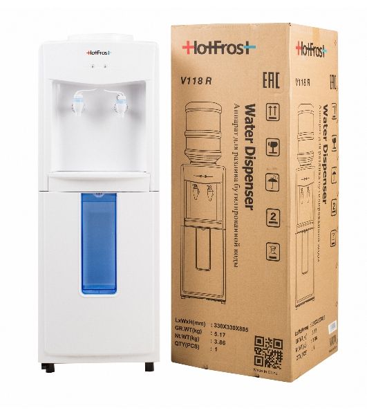 Кулер для воды Hotfrost V118R, верхняя загрузка, без нагрева, без охлаждения, белый