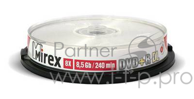Диск DVD+R Mirex 8.5 Gb, 8x, Cake Box (10), Ink Printable, Dual Layer (10/300)