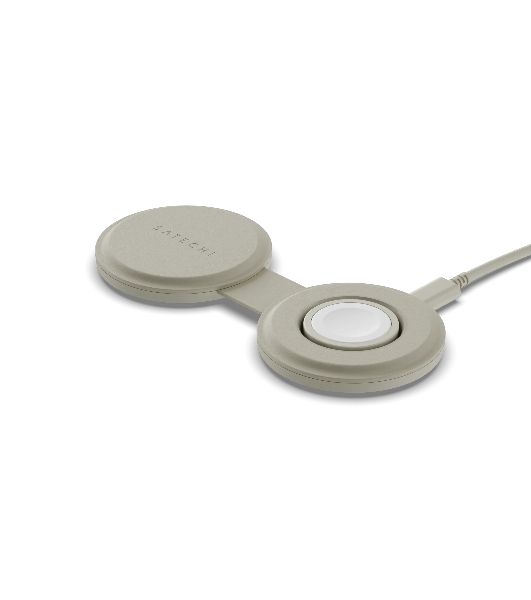 Переносное зарядное устройство Satechi Qi2 OntheGo 2-in-1 Wireless Charger, песочный