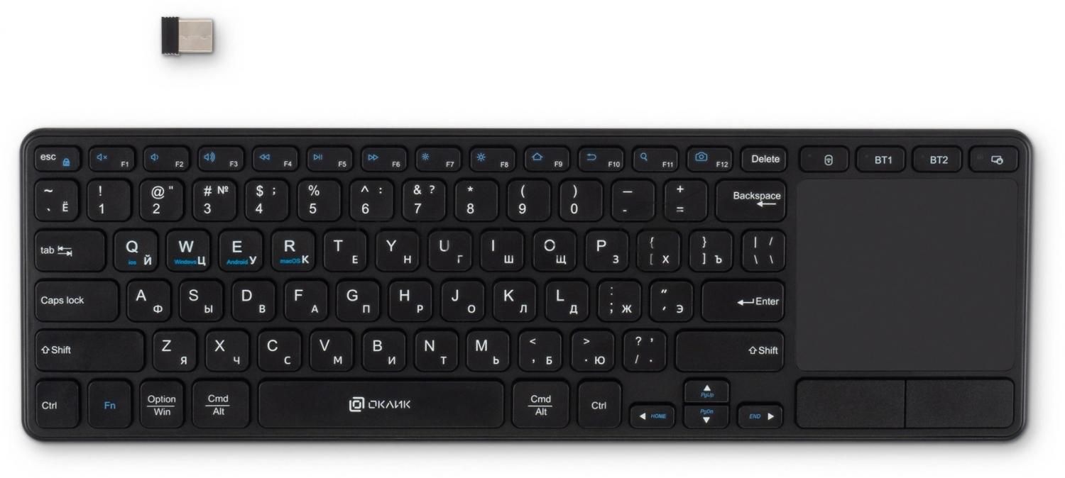 Клавиатура Oklick K614W беспроводная, радиоканал, чёрный