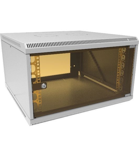 Шкаф коммутационный Suprlan (05-1066) настенный 6U 600x600 мм пер. дв. стекл направл. под закл. гайки 70 кг RAL 7035 535 мм 19.37 кг 360 мм