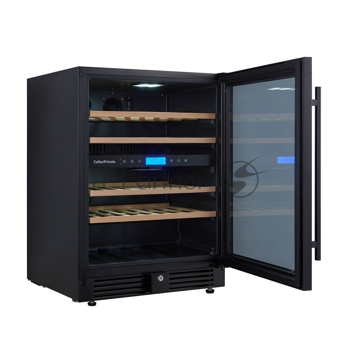 Винный шкаф встраиваемый Cellar Private CP043-2TB чёрный, 129 л, 2 отсека, 43 бут.