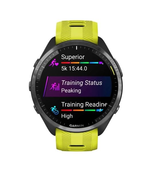 Умные часы Garmin Forerunner 965, 1.4" AMOLED, Wi-Fi, Bluetooth, NFC, GPS, 50м, черный / желто-черный