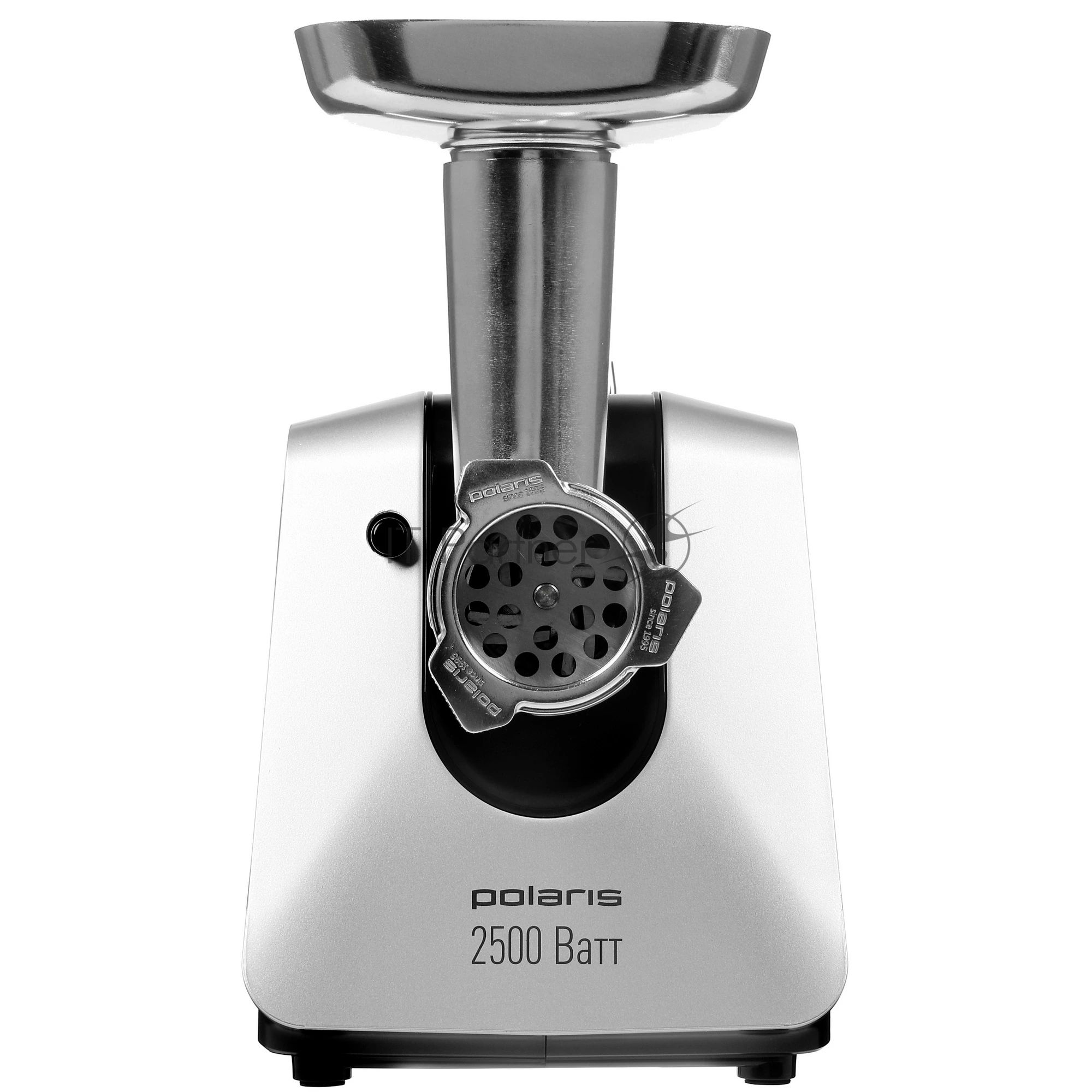 Мясорубка электрическая Polaris PMG 2546 серый, 2500 Вт, 2.7 кг/мин, реверс, защита от перегрузки, металлический лоток, насадки - 7