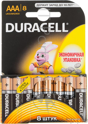 Батарейка Duracell LR03-8BL BASIC AAA (MN2400) (8 шт. в уп-ке)