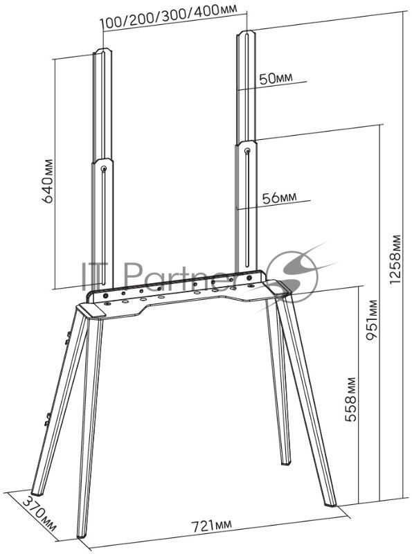 Подставка для телевизора Cactus CS-ST3644BKWN черный/орех, 43"-65" макс. 40 кг, напольный
