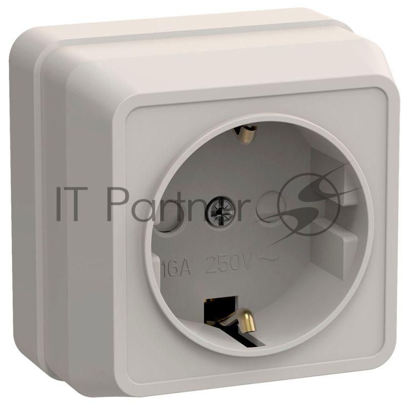 Розетка 1-м ОП Октава 16А РСш20-3-ОКм защ. шторки с заземл. IP20 крем. ИЭК ERO14-K33-16-DC