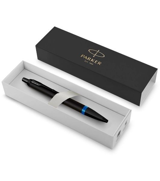 Ручка шариковая Parker IM Vibrant Rings K315 (CW2172941) Marine Blue PVD, M, синие чернила, подарочная коробка
