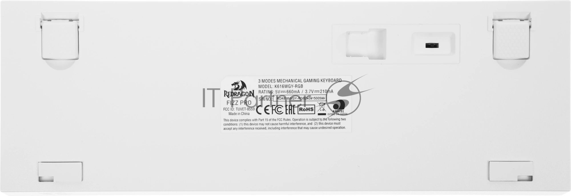 Клавиатура Redragon Fizz Pro механическая белый USB беспроводная BT/Radio for gamer для ноутбука LED (72598) кабель 1.8м