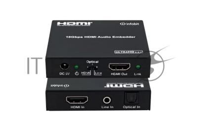 Эмбеддер HDMI 4K60 Infobit iTrans AE01 HDCP 2.2, RCA и оптический выход