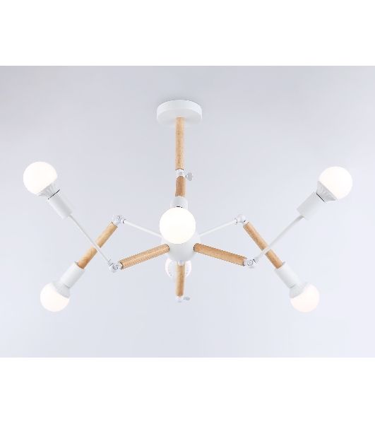 Светильник Ambrella light TR80485/6 WH/LW белый/светлое дерево E27/6 max 60W D930*510