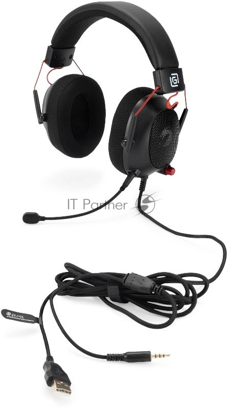 Гарнитура Oklick HS-L305G чёрный, проводная, USB, подсветка
