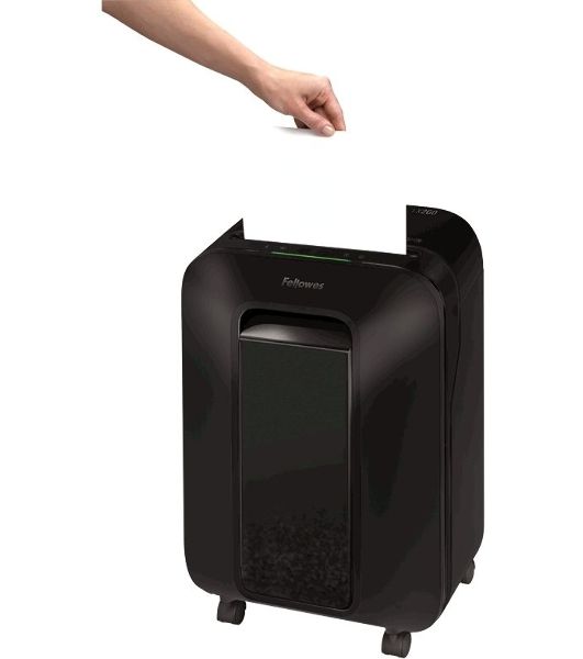 Шредер Fellowes PowerShred LX200 черный (секр.P-4)/перекрестный/12лист./22лтр./скрепки/скобы/пл.карты