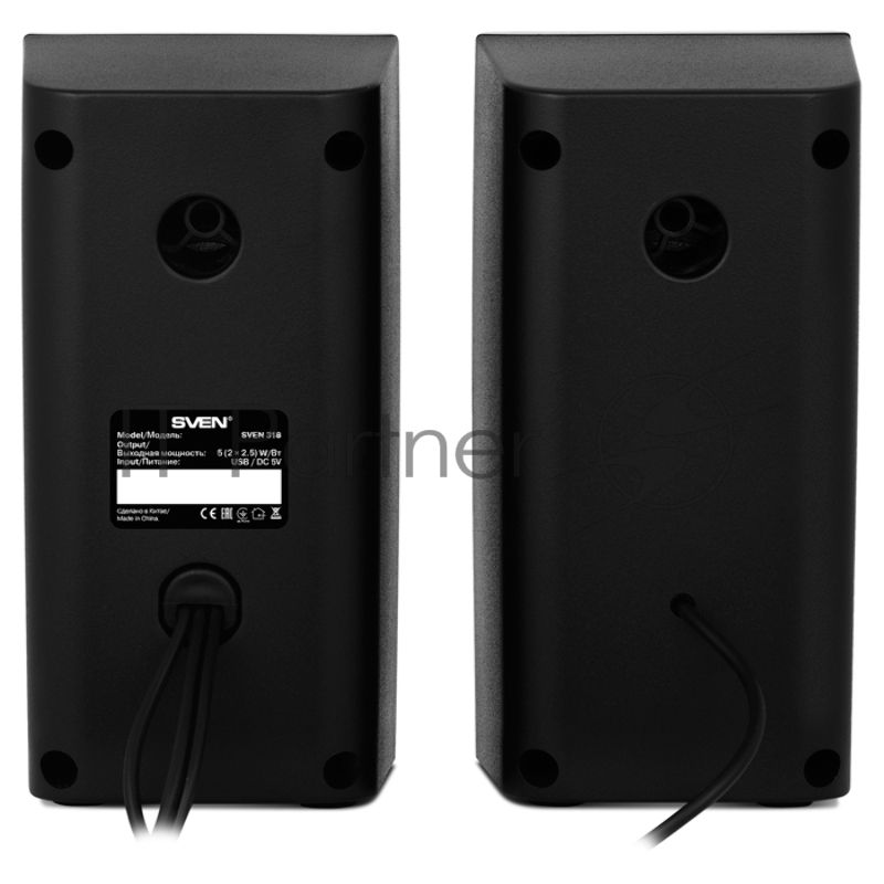 Колонки SVEN 318 черный USB-порт ПК, ноутбука или адаптер 5V DC