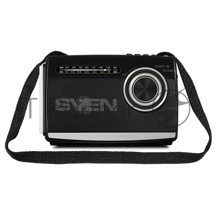 Радиоприёмник SVEN SRP-535 чёрный (3 Вт, FM/AM/SW, USB, SD/microSD, 900 мАч, 2 х D/UM, фонарь)
