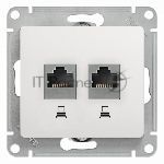 Механизм розетки комп. 2-м Glossa RJ45+RJ45 кат. 5е белый SchE GSL000185KK