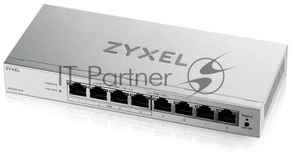 Коммутатор ZYXEL GS1200-8HPV3-EU0101F, 8×1 Гбит/с, 4×PoE+, 68 Вт, управляемый