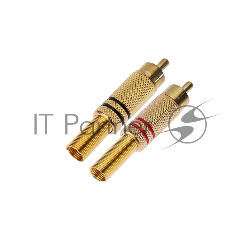 Разъем штекер Proconnect RCA металл пайка ZN черный/красный GOLD
