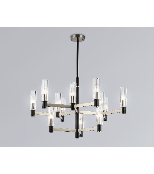 Люстра Ambrella light LH55505/12 SN/BK/CL сатин никель/черный/прозрачный E14*12 max 40W D860*905