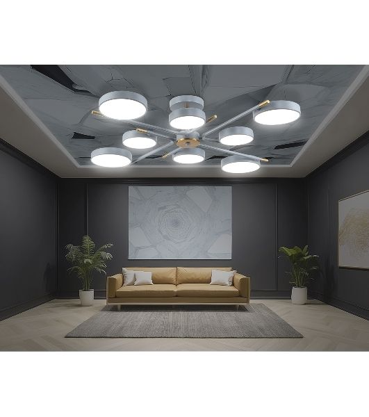 Люстра светодиодная на штанге Ambrella light FL516339/8 GR/CP серый/медь 120W 3000-6000K D850*170 (без ПДУ)