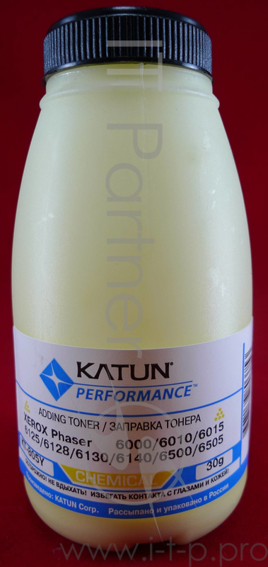 Тонер Xerox Phaser 6000/6010/6015/6125/6128/6130/6140/6500/6505Yellow, химический (фл.30г.) Katun фас. России