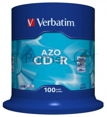 Диск CD-R Verbatim 700Mb 52x 100 шт., DataLife+ Cake Box Pastel Color (43430)