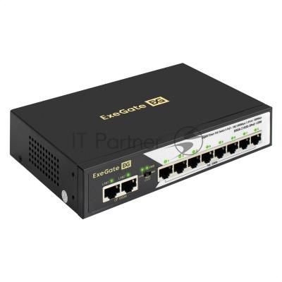 Коммутатор ExeGate EDGS-2182D.8PoE-120W, 8×1 Гбит/с PoE+ + 2×1 Гбит/с Uplink, управляемый