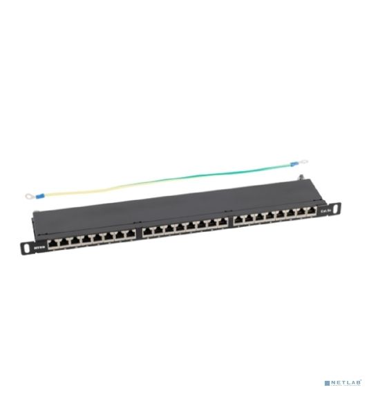 Патч-панель NTSS PREMIUM 0.5U 24 порта RJ45 FTP cat.5e, Krone IDC с задним кабельным органайзером NTSS-PP2-PM-0.5U-24-FTP-RJ45-5e-K