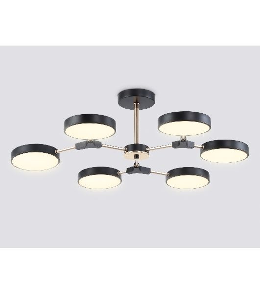 Люстра светодиодная на штанге Ambrella light FL516334/6 BK/FGD черный/золото 108W 3000-6000K D780*210 (без ПДУ)
