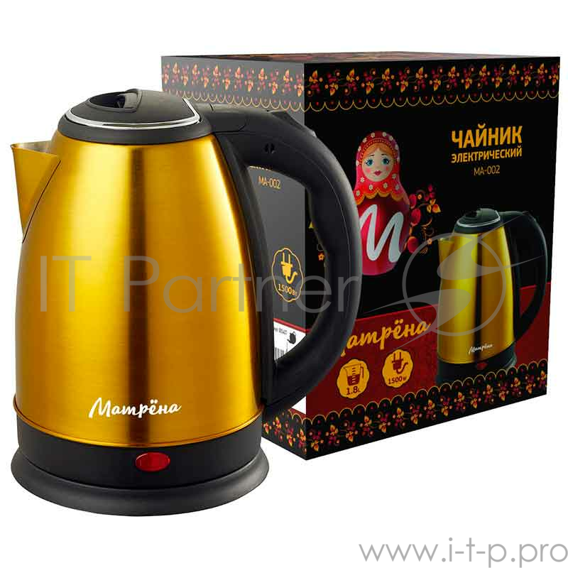 Чайник Матрена MA-002 электрический (1,8 л) стальной желтый